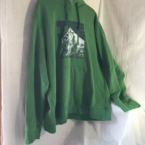 NORTH FACE Sweatshirt Hoodie Green Graphic Mens Drawstring XXL 2XL